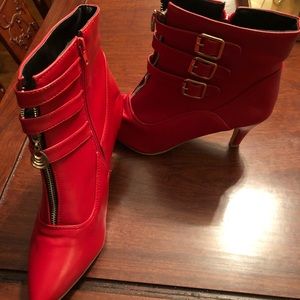 Red Buckled booties